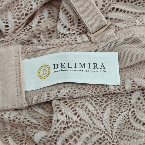 Delimira Multiway Lace Strapless Bra Unlined Underwire Non-Silicone 38C Rose - Picture 2 of 4